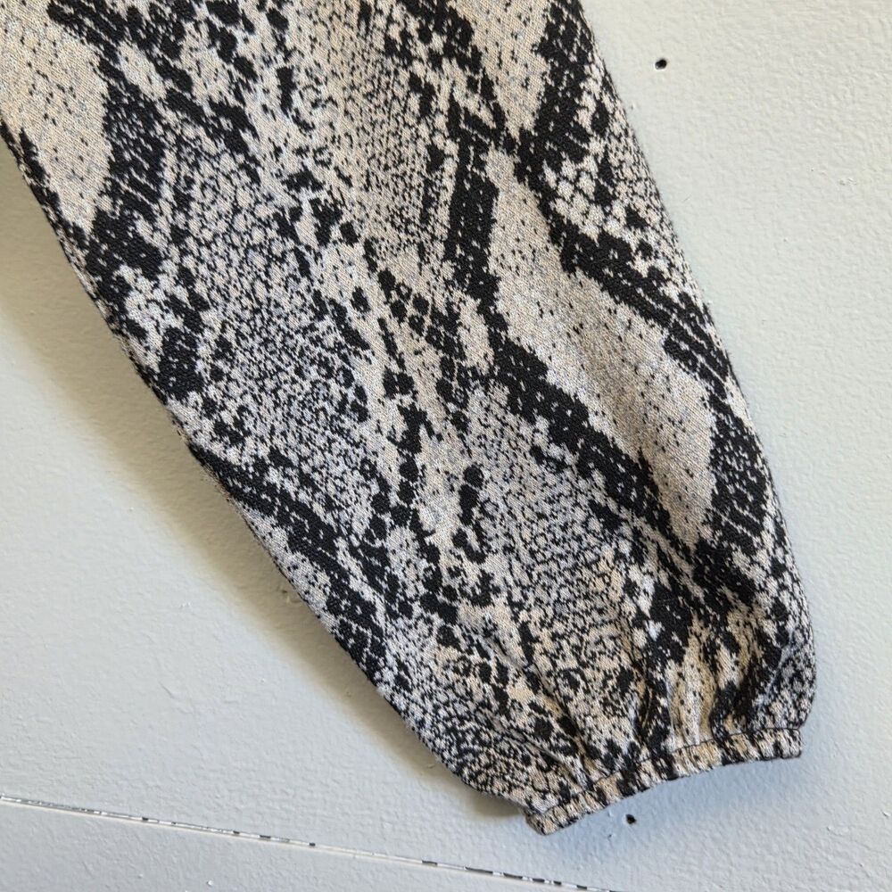 ZARA Trafaluc Snake Animal Print Knit Balloon Sleeve Cropped Blouse Women Size M - Picture 5 of 9